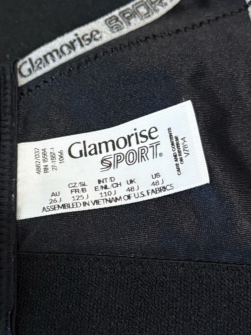 NWOT 48J Glamorise Sport No-Bounce Wirefree Sports Bra Black Gray High Impact - Picture 11 of 11